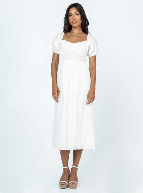 Maxi dress Puff sleeves Elasticated design  Partially lined 