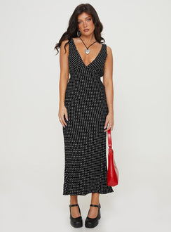 Maxi dress, V neckline, Invisible zip fastening at side, Tie detail at back  Non-stretch, Fully lined