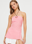 Strapless top  Inner silicone strip at bust, shirred back, tie detail at back, split hem Fully lined, good stretch  