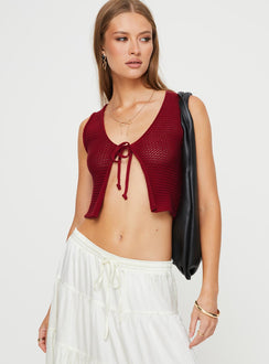Knit top V-neckline, tie fastening at bust