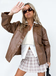 Callie Faux Leather Jacket Brown