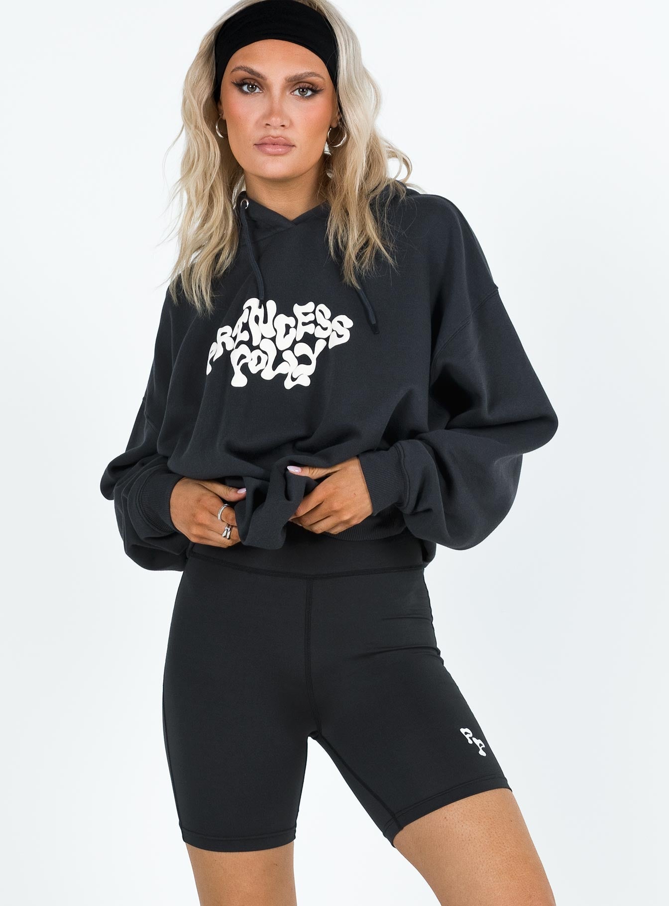 Bike shorts High waisted Elasticated waistband Graphic print Good stretch Unlined