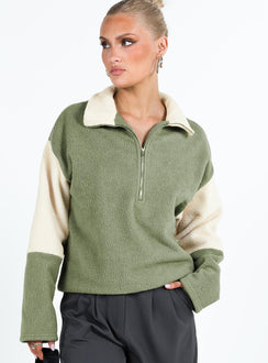 Sweater Fleece material High neck Quarter zip fastening at front
