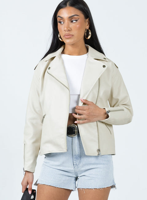 PU Jacket Double point collar Zip fastening at front Double zip pockets on front Zip at cuffs Silver hardware