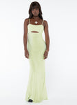 Maxi dress Adjustable shoulder straps, invisible zip fastening at side, cut out under bust Non-stretch, lined bust