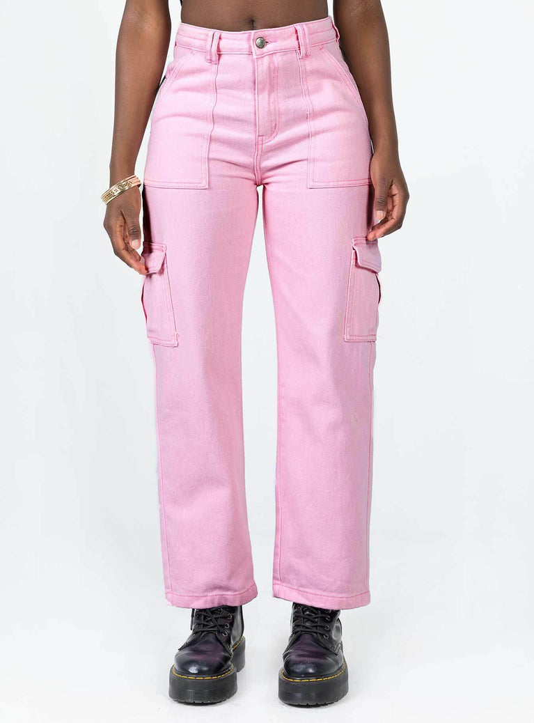Princess Polly   Adelaide Cargo Jeans Pink