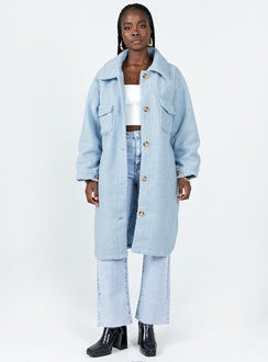 Oversized jacket Faux fur material  Classic collar Button front fastening  Twin hip pockets 