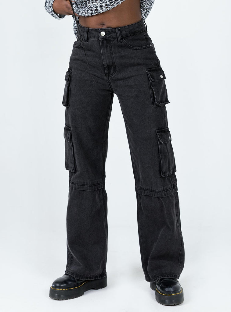 Darla Cargo Denim Jeans Black