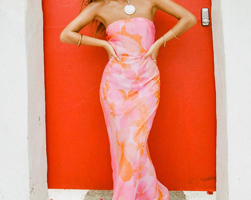 Salvin Strapless Maxi Dress Pink / Orange Princess Polly Lower Impact