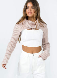 Bolero Ribbed knit material Turtle neck Cropped back