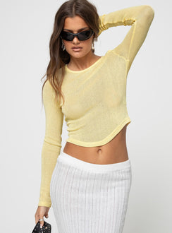 Long sleeve knit top  Slightly sheer, crew neckline