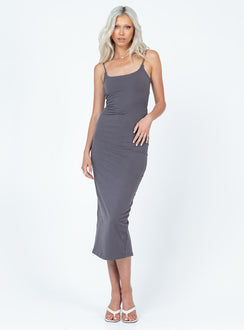 Maxi dress Double back tie fastening Partially exposed back  High back slit 