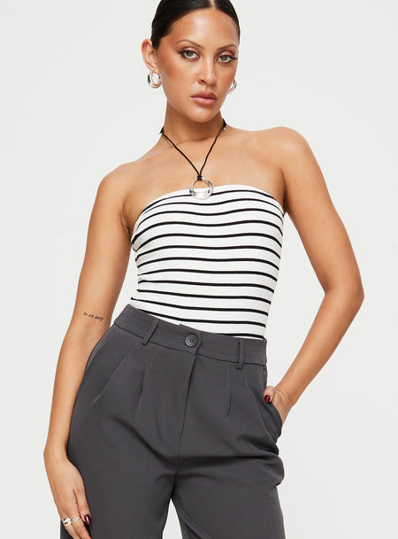 Leopold Strapless Bodysuit Black / White