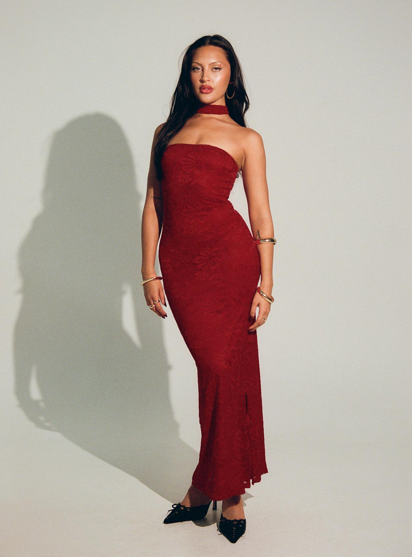 Shop Formal Dress - Melantha Strapless Maxi Dress Red fourth image