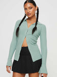 Collared knit cardigan Classic collar, button fastening at front, flared cuff Good stretch, unlined