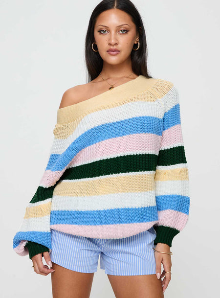 Off the shoulder knit sweater