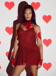 Princess Polly V-Neck  Meliodas Ruffle Mini Dress Red