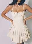 Itzabella Pleated Mini Dress Taupe