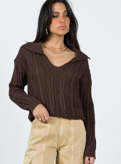 Symons Sweater Brown Princess Polly  Cropped 