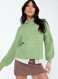Green sweater Knit material  Mock neck 