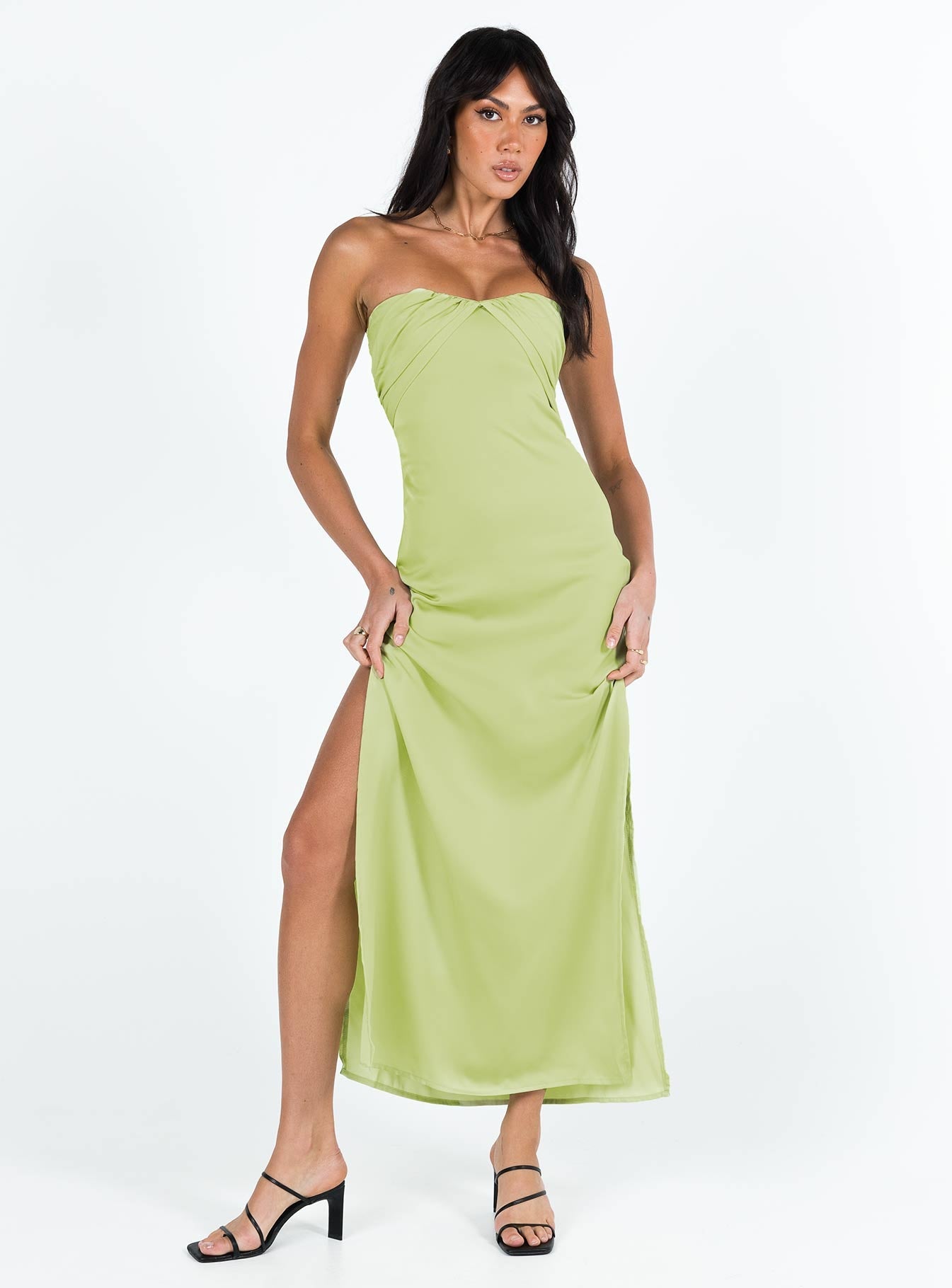 Shop Formal Dress - Irena Strapless Maxi Green fifth image