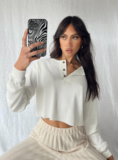 Mia Cropped Henley White
