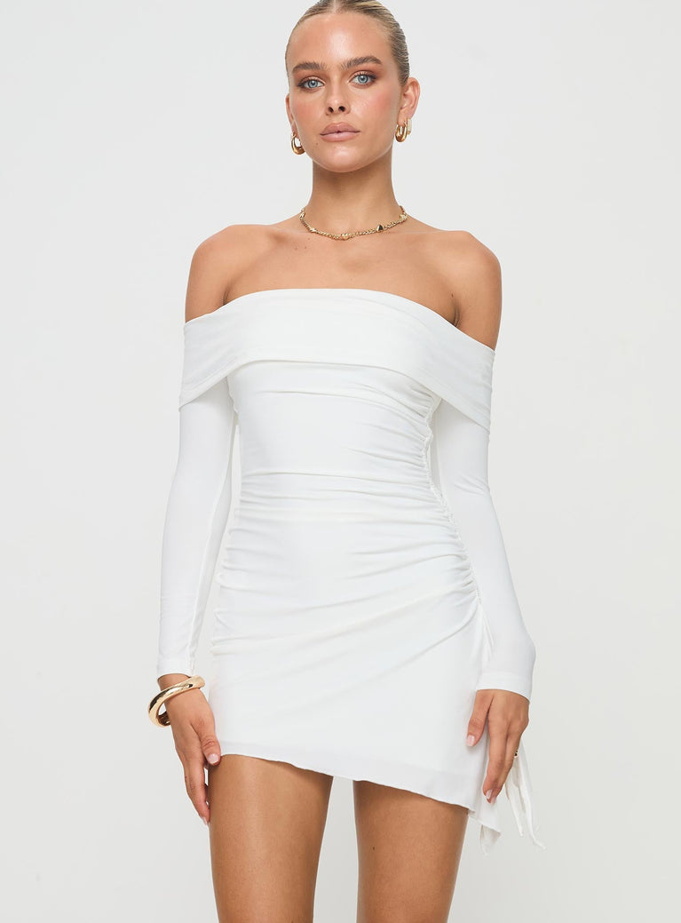 Russells Off The Shoulder Mini Dress White