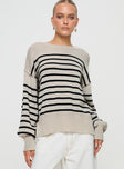 Leifers Striped Sweater Beige / Black