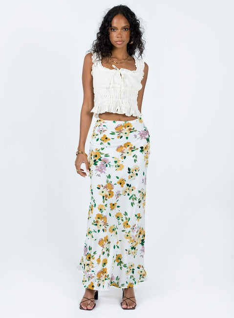 Maxi skirt Floral print Invisible zip fastening at side