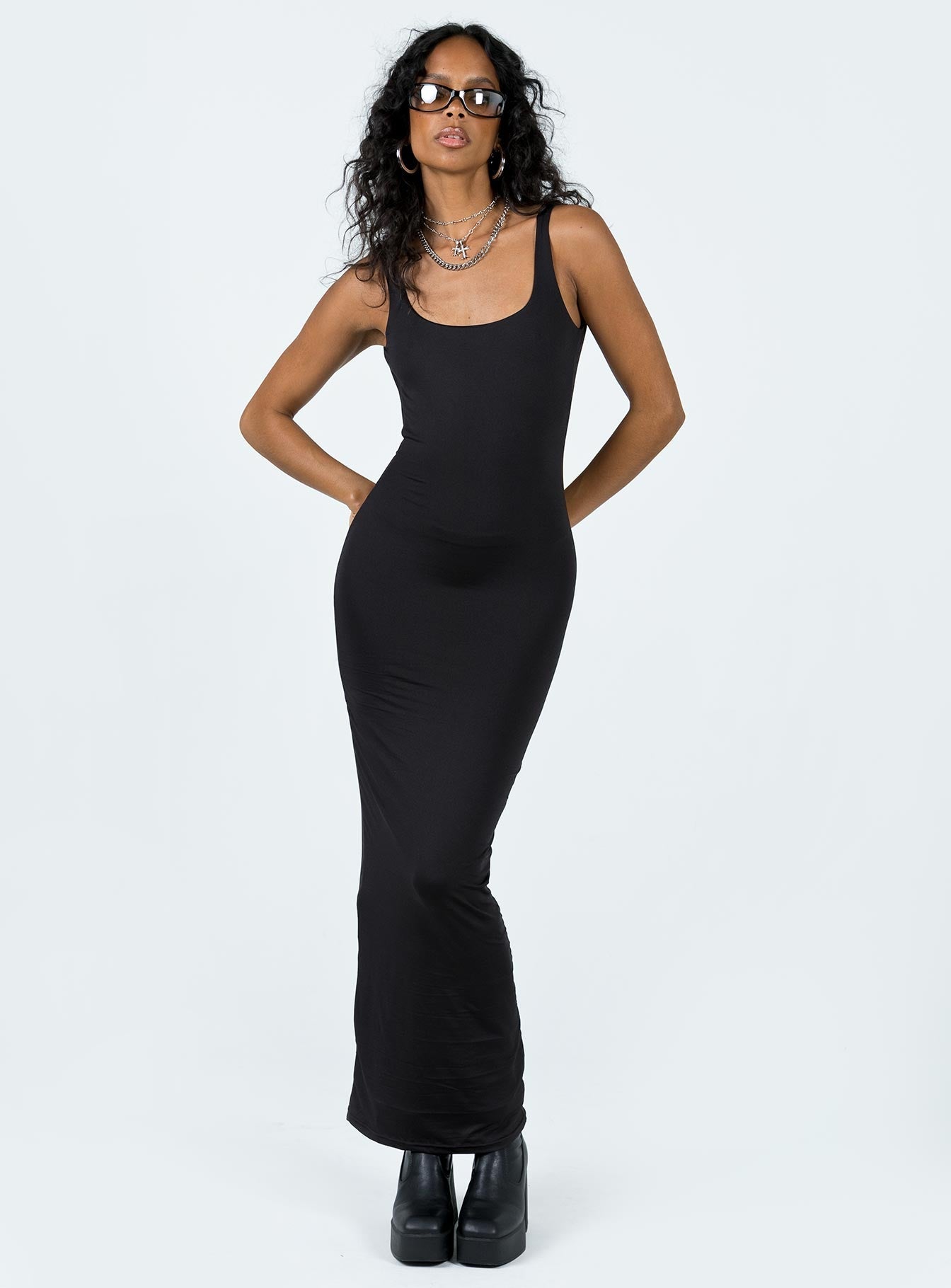 Shop Formal Dress - Castling Maxi Dress Black sixth image