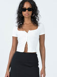 Top Ribbed material Scoop neckline Button fastening at front