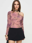 Long sleeve top Floral print, one shoulder style, mesh material Good stretch, fully lined  Princess Polly Lower Impact 