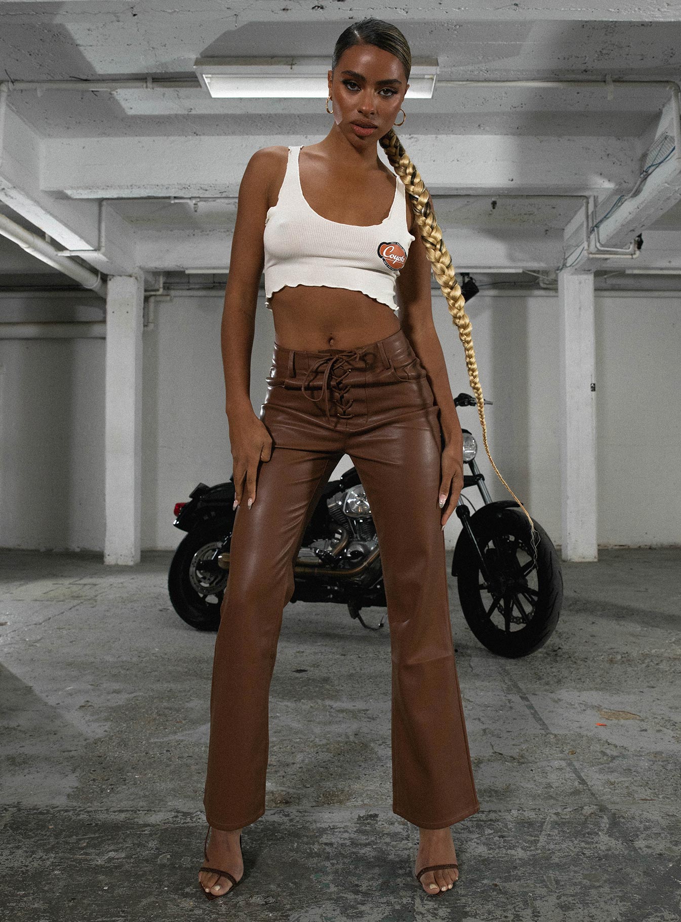 JGR & STN Alice Lace Up Pants Tan