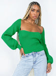 Sweater Ribbed knit material  Wide neckline  Bell sleeves 