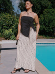 Mercer Linen Blend Maxi Skirt Black / White Curve