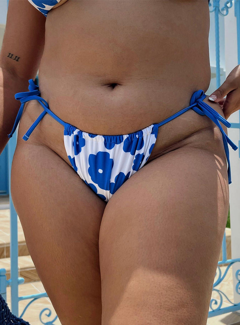 Sasha Eco Nylon Bikini Bottom Blue Floral Curve