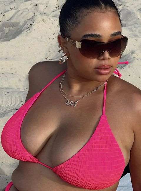 Bikini top Shirred design Removable padding Tie fastenings Fully lined