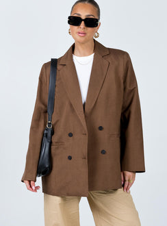 Blazer Linen material Lapel collar Button fastening at front Twin front pockets