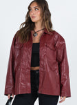 Callie Faux Leather Jacket Burgundy