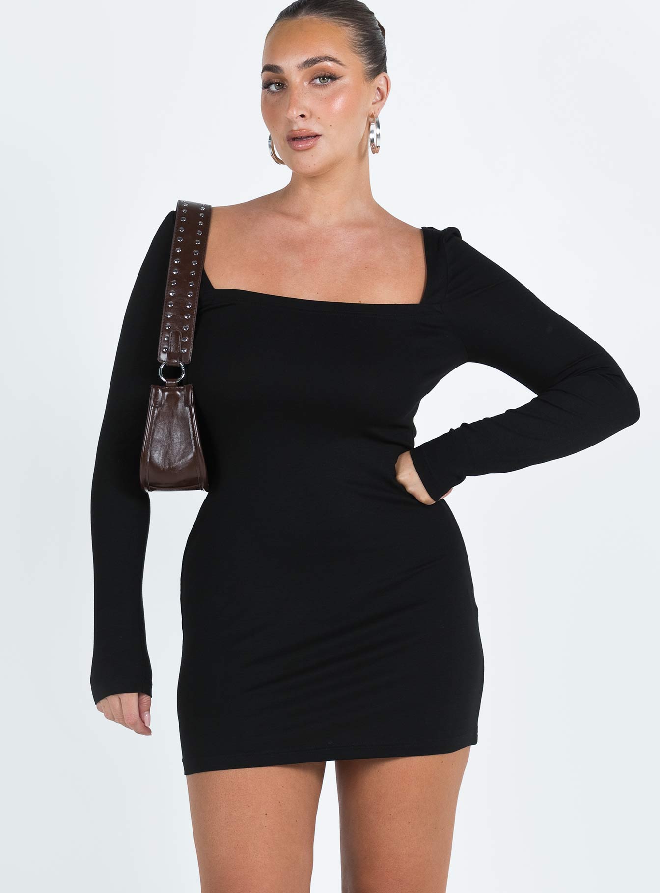 Browder Long Sleeve Mini Dress Black