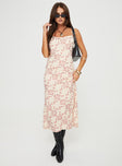 Maxi Dress Floral textured print, square neckline Adjustable straps, invisible zip fastening at side