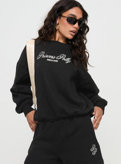 Black Graphic print sweatshirt Crew neckline, drop shoulder