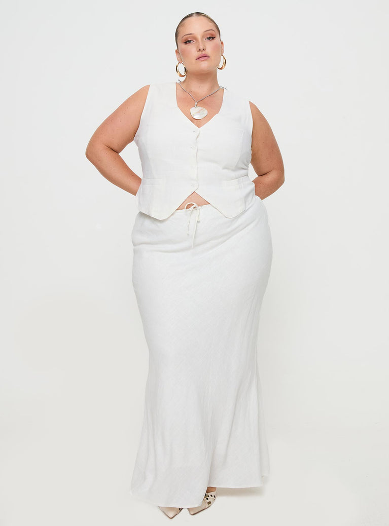Mercer Linen Blend Maxi Skirt White Curve