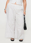 Princess Polly High Waisted Pants  Boarder Pants White Stripe Curve