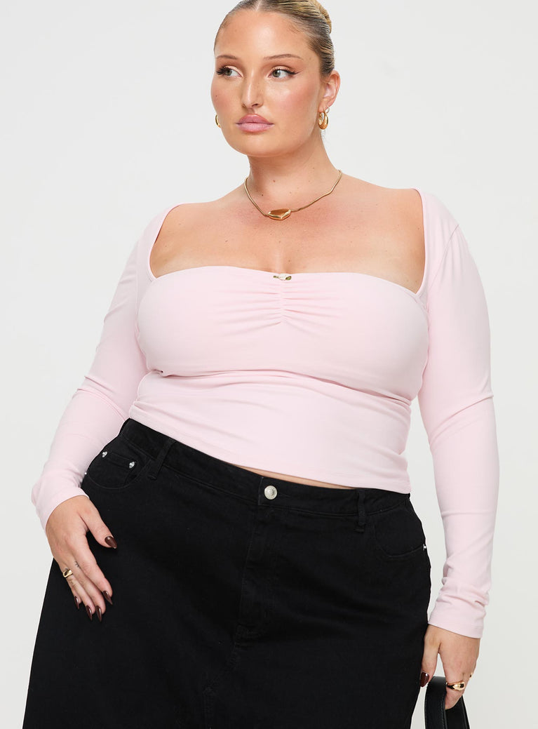 Adella Long Sleeve Top Pink Curve