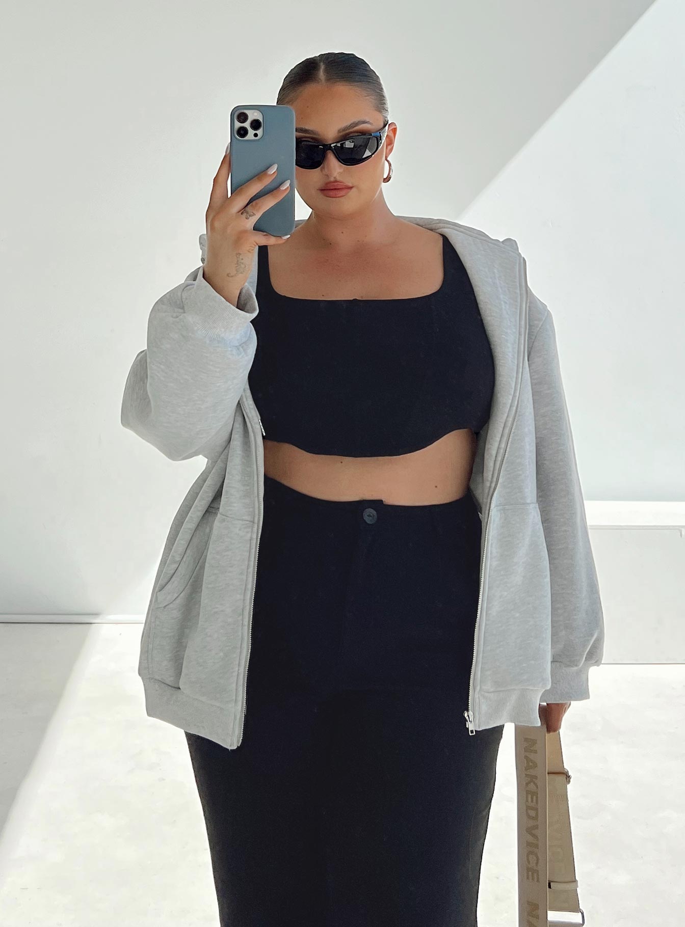 Florida Zip Up Sweatshirt Grey Curve Princess Polly  long 