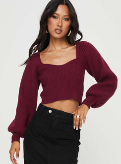 Bohemia Sweater Burgundy Princess Polly  Cropped 