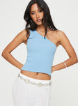 Rib knit one shoulder top Good stretch, unlined