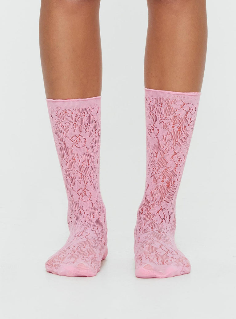 Allise Lace Socks Pink