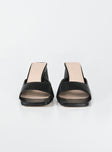 Heels Faux leather material  Single wide upper  Square top  Block heel